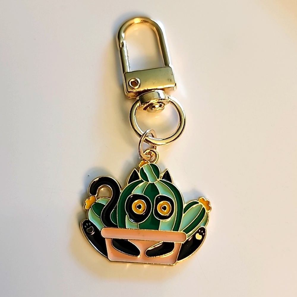 Mischievous CAT  ZIPPER Pull purse charm   Charm bracelet Lobster claw clip